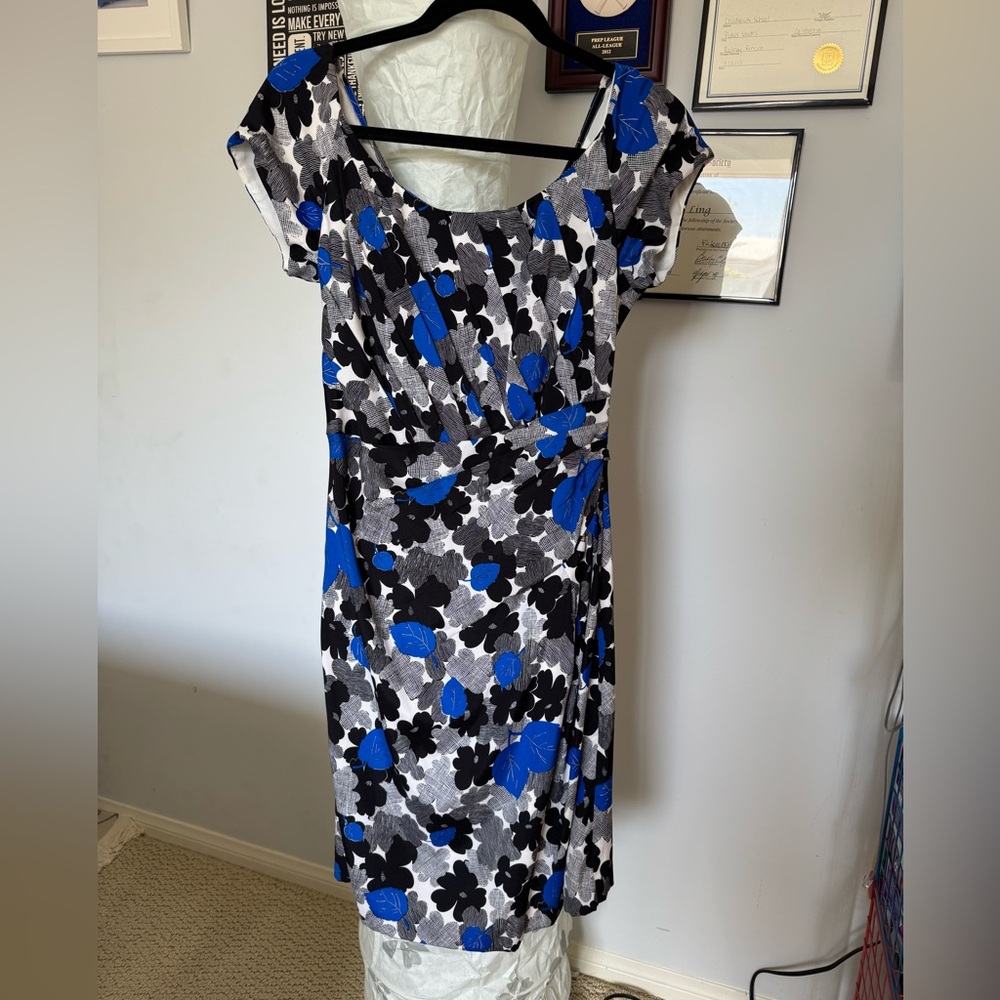 Betsey Johnson Black and Blue Floral Midi Dress